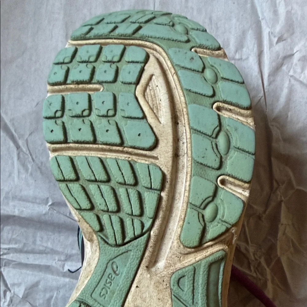 ASICS Navy and Magenta Kids Athletic Running Shoes